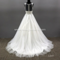 Sexy Illusion Lace V Neck Button Plus Size Sleeveless Skirt Long Train Wedding Dress